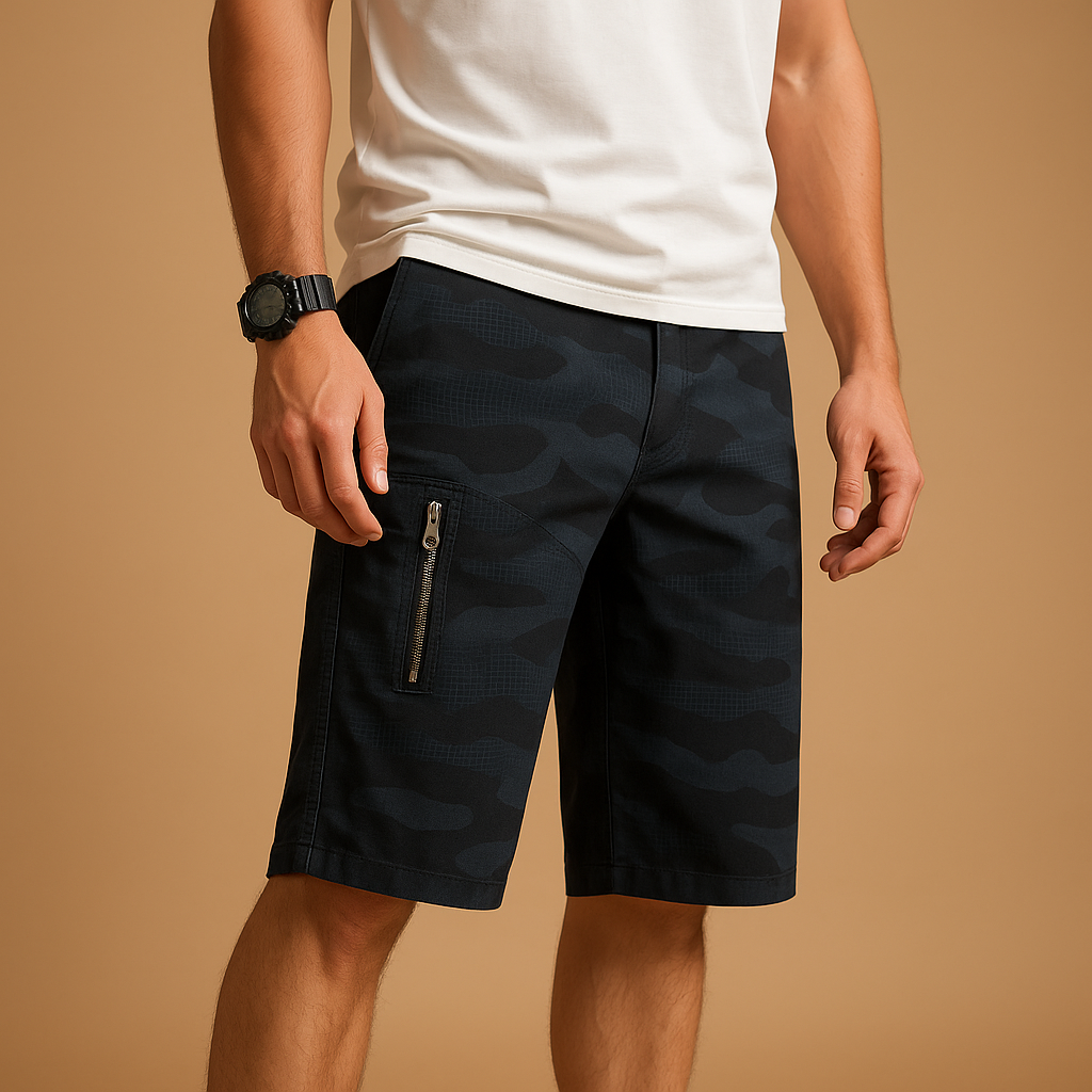 Camouflage cargo shorts with multiple pockets for men | Hunter