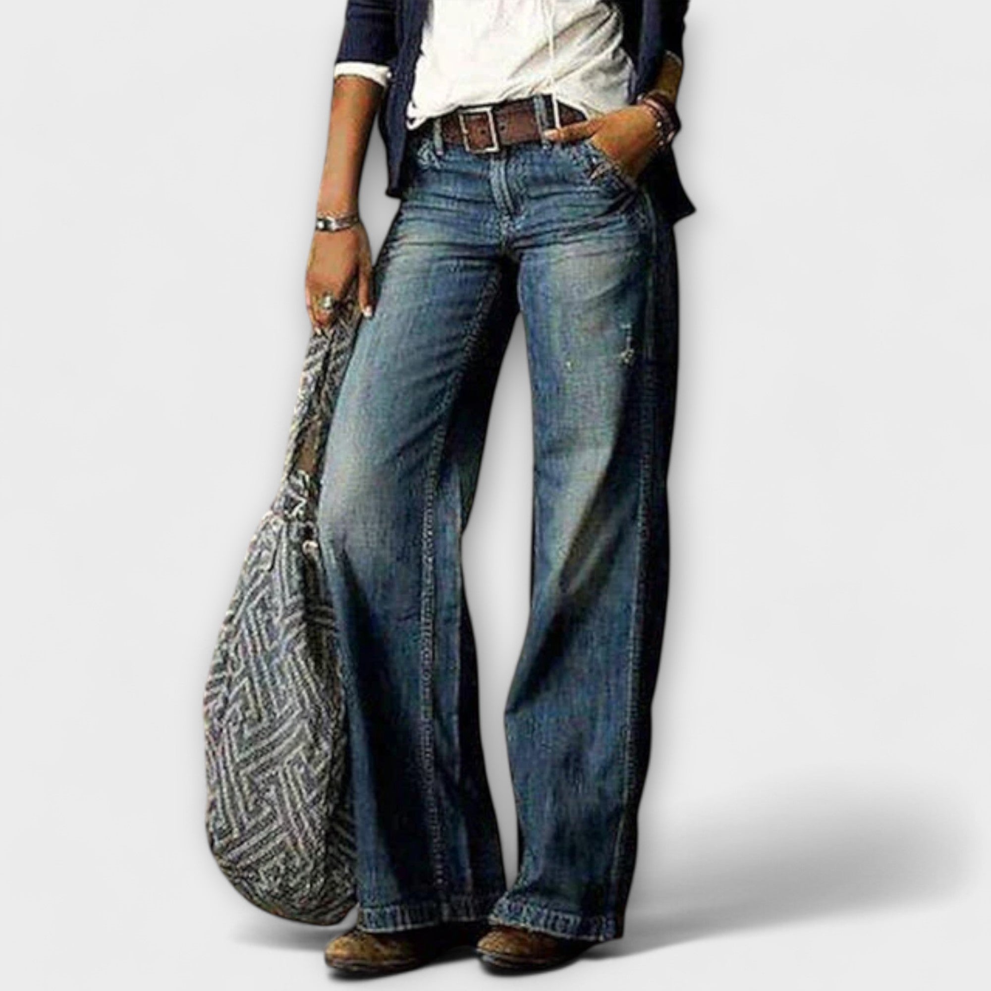 Wide Leg Denim Trousers