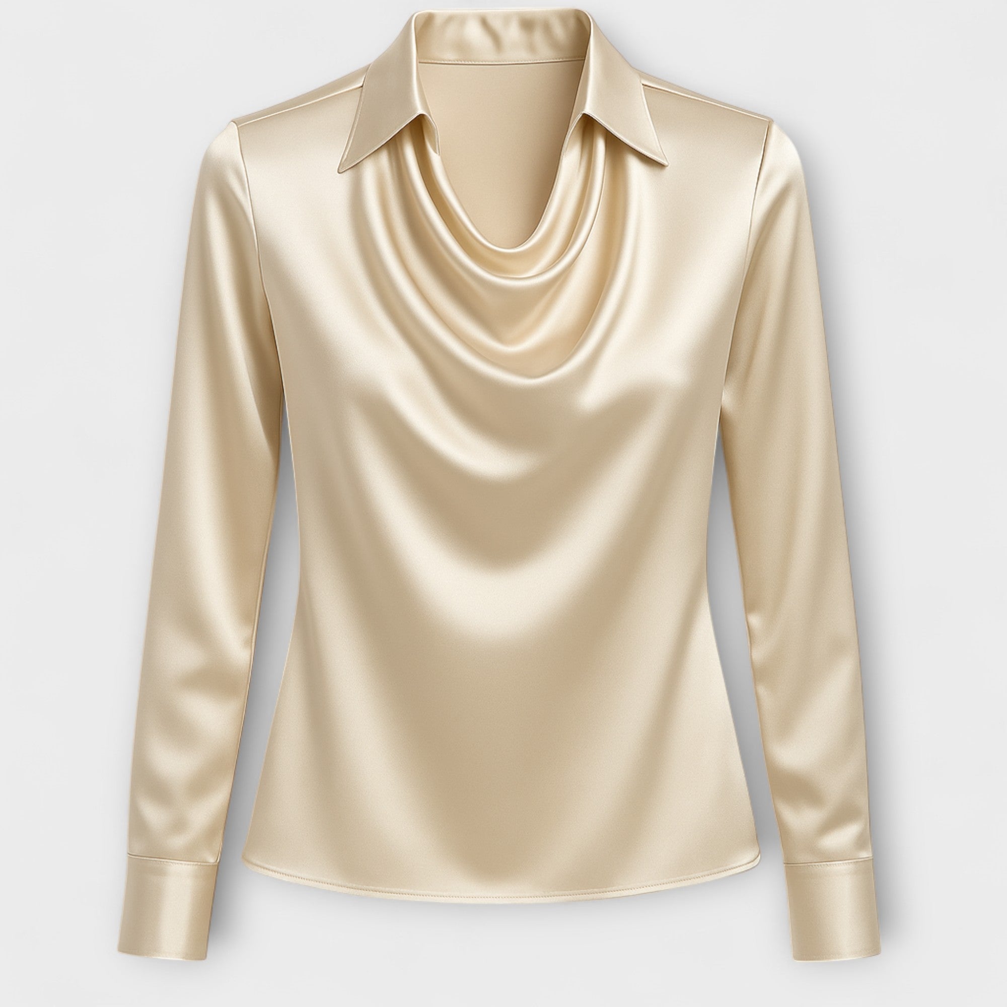 Shiny Blouse with Ruffled Collar