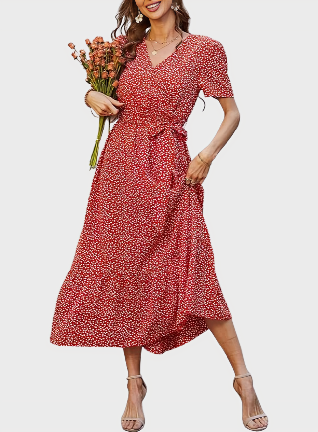 Summer Wrap V Neck Maxi Dress