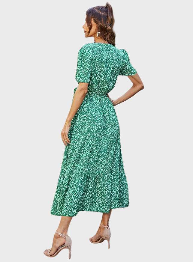 Summer Wrap V Neck Maxi Dress