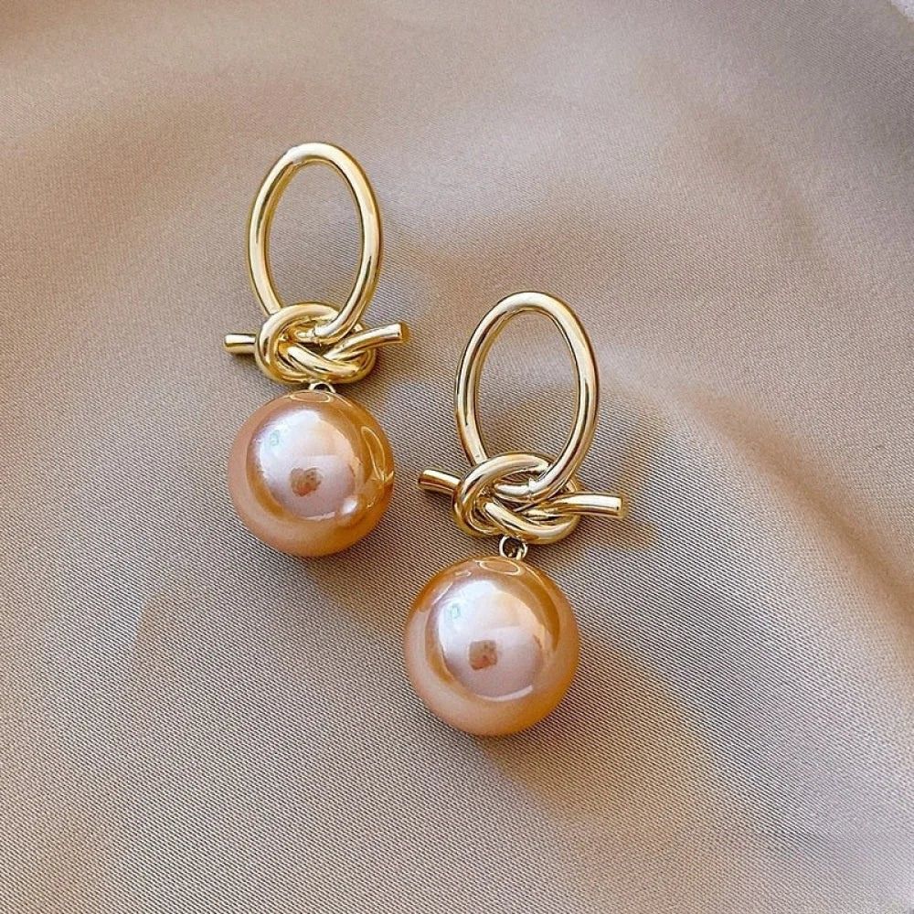 Golden Pearl Hoop Earrings