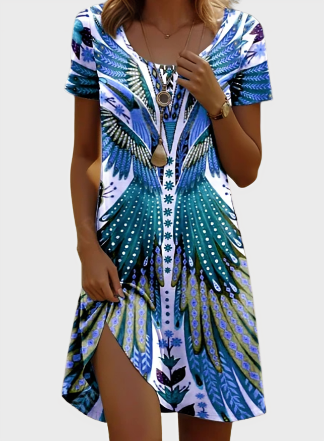 Short Sleeve Floral Print Dress