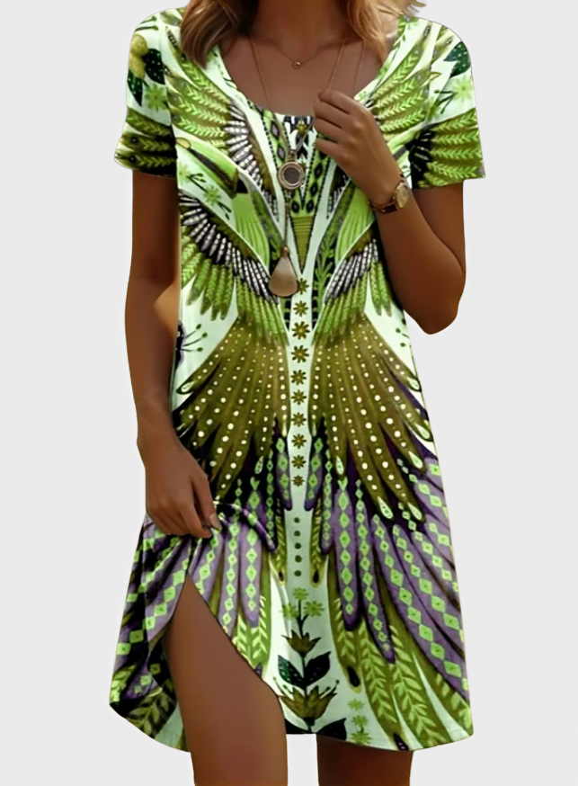 Short Sleeve Floral Print Dress