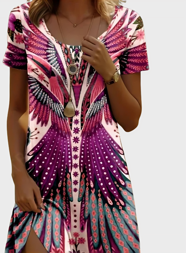 Short Sleeve Floral Print Dress