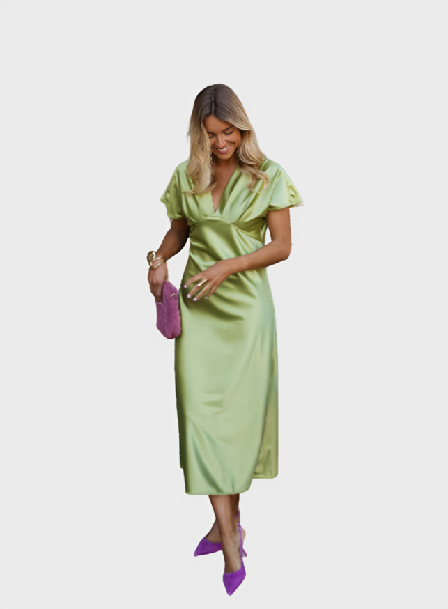 Eleonore Satin V-Neck Dress