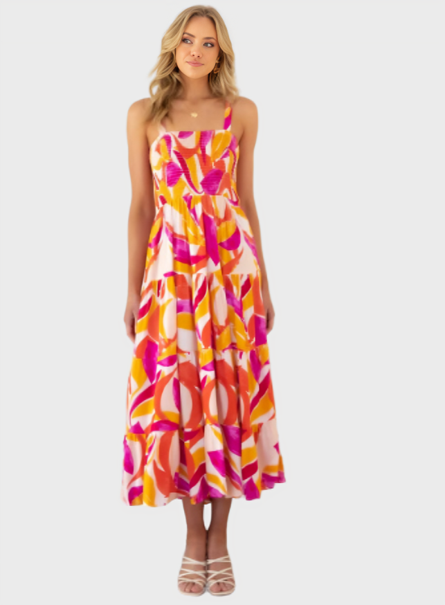 Spaghetti Strap Long Flowy Dress