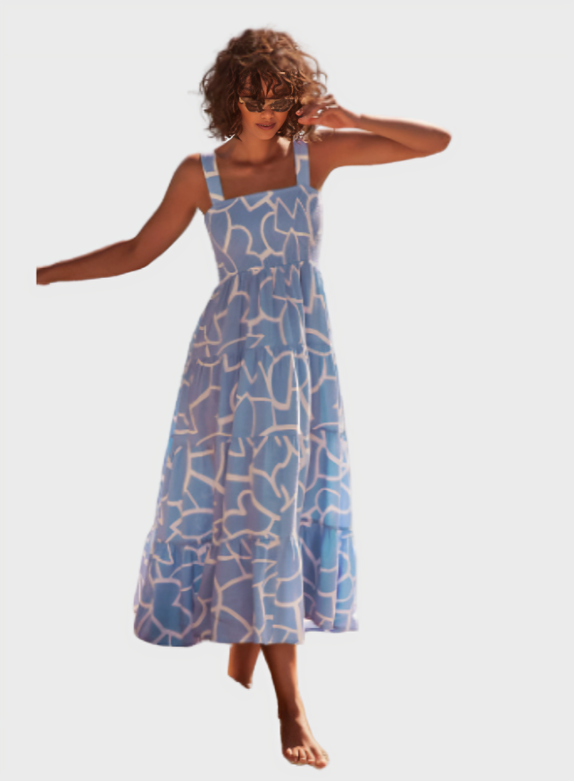 Spaghetti Strap Long Flowy Dress