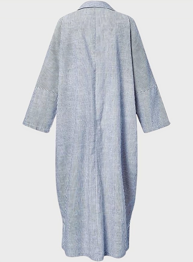 Striped Cotton Maxi Shirt Dress
