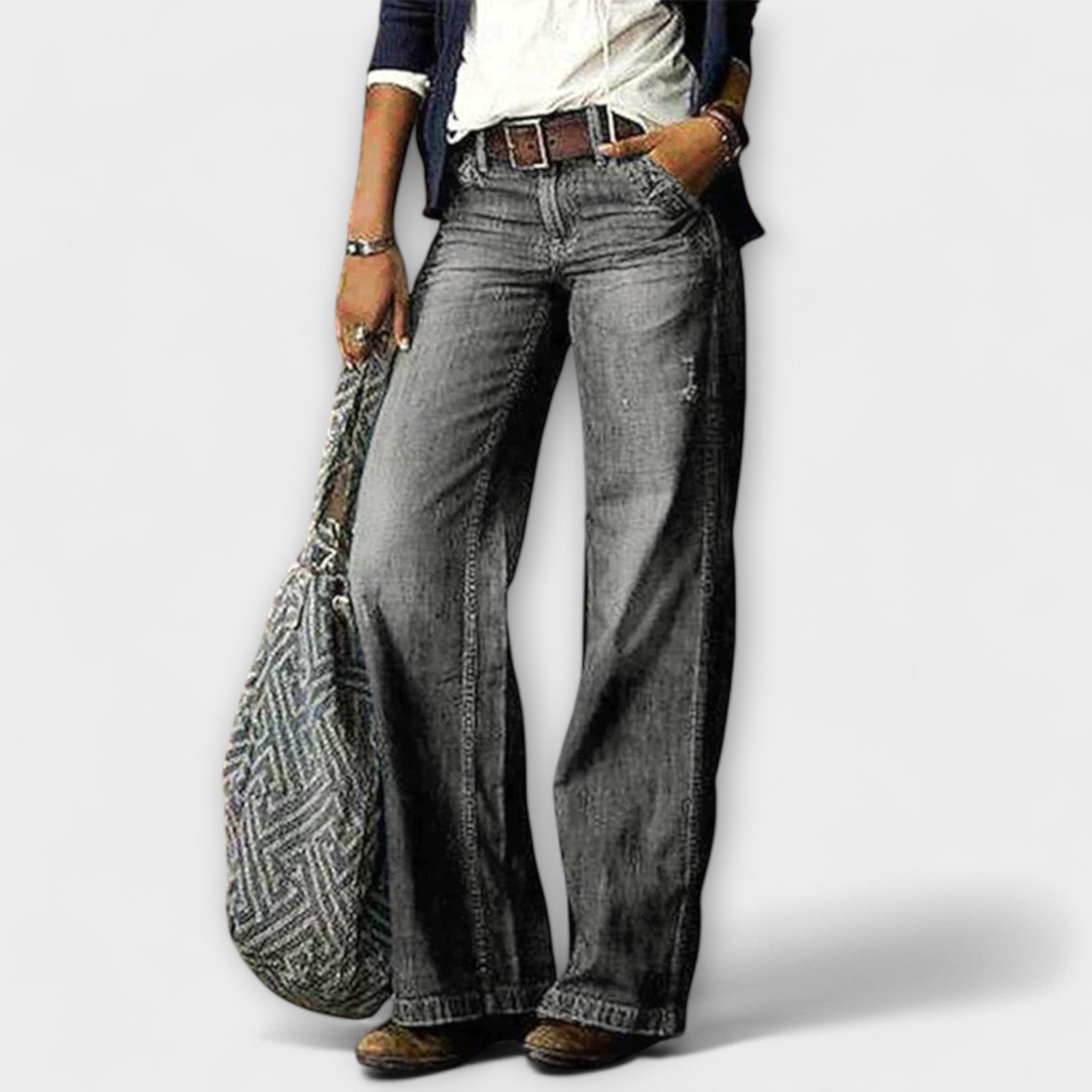 Wide Leg Denim Trousers
