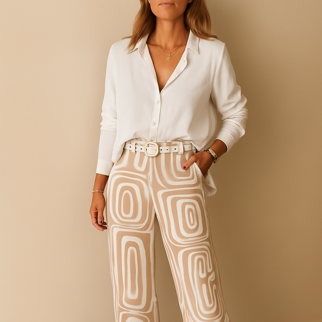Long-sleeve blouse and trouser set for women | Helena
