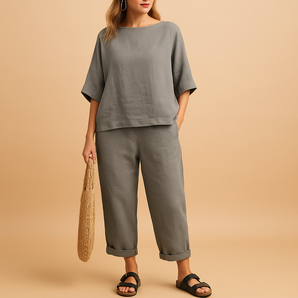 Loose shirt and ankle-length trousers set for women | Mira