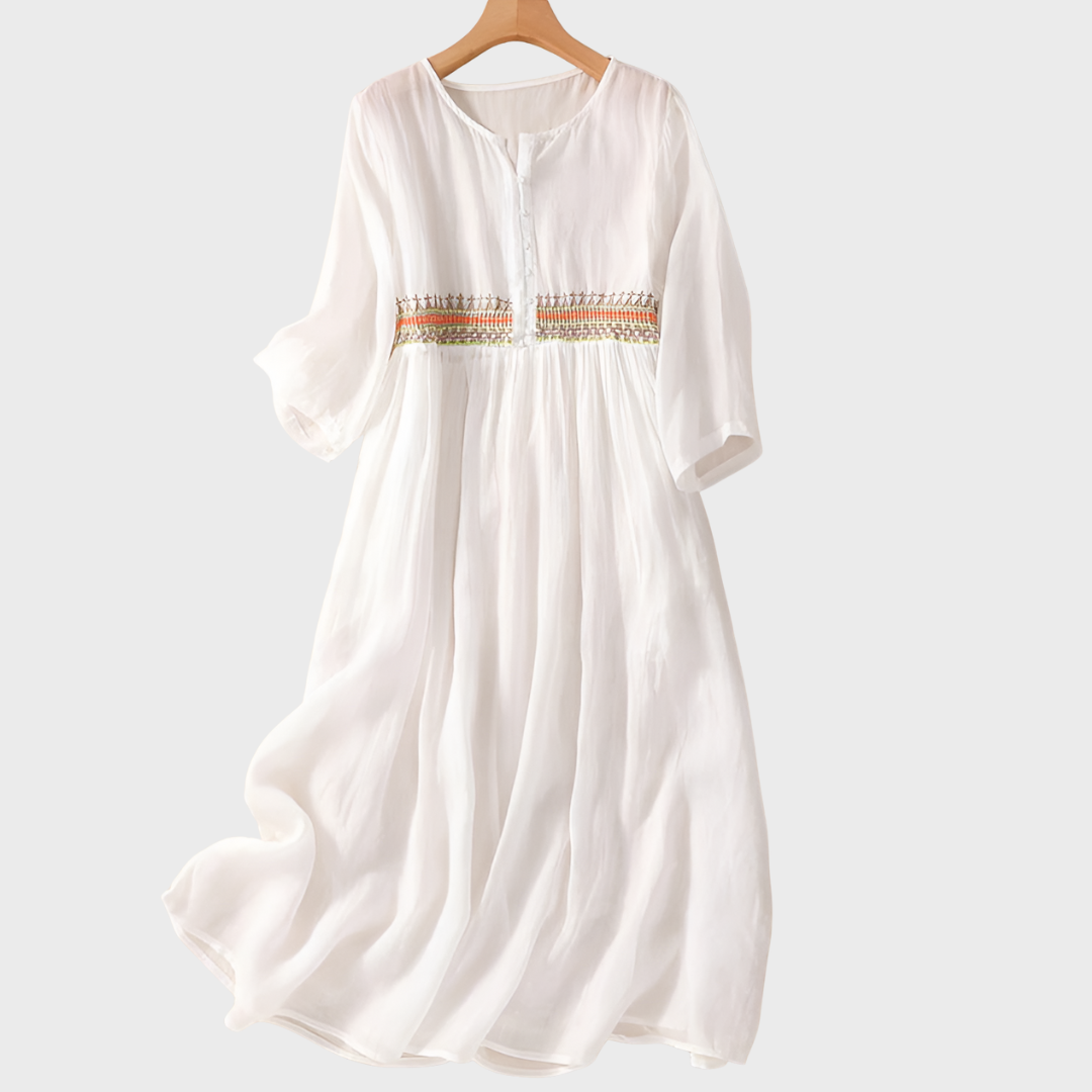 Lina Embroidered Midi Dress