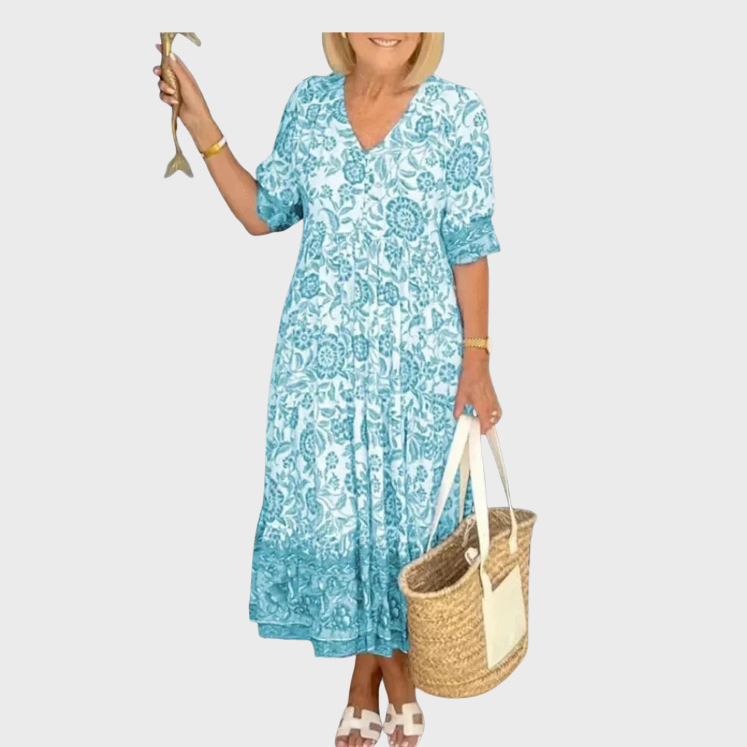 Debbie Floral Dress with V-Neck