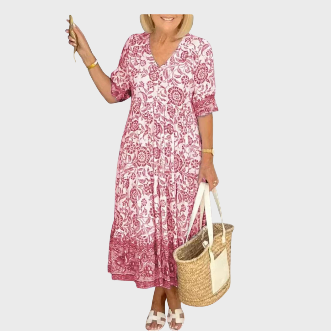 Debbie Floral Dress with V-Neck