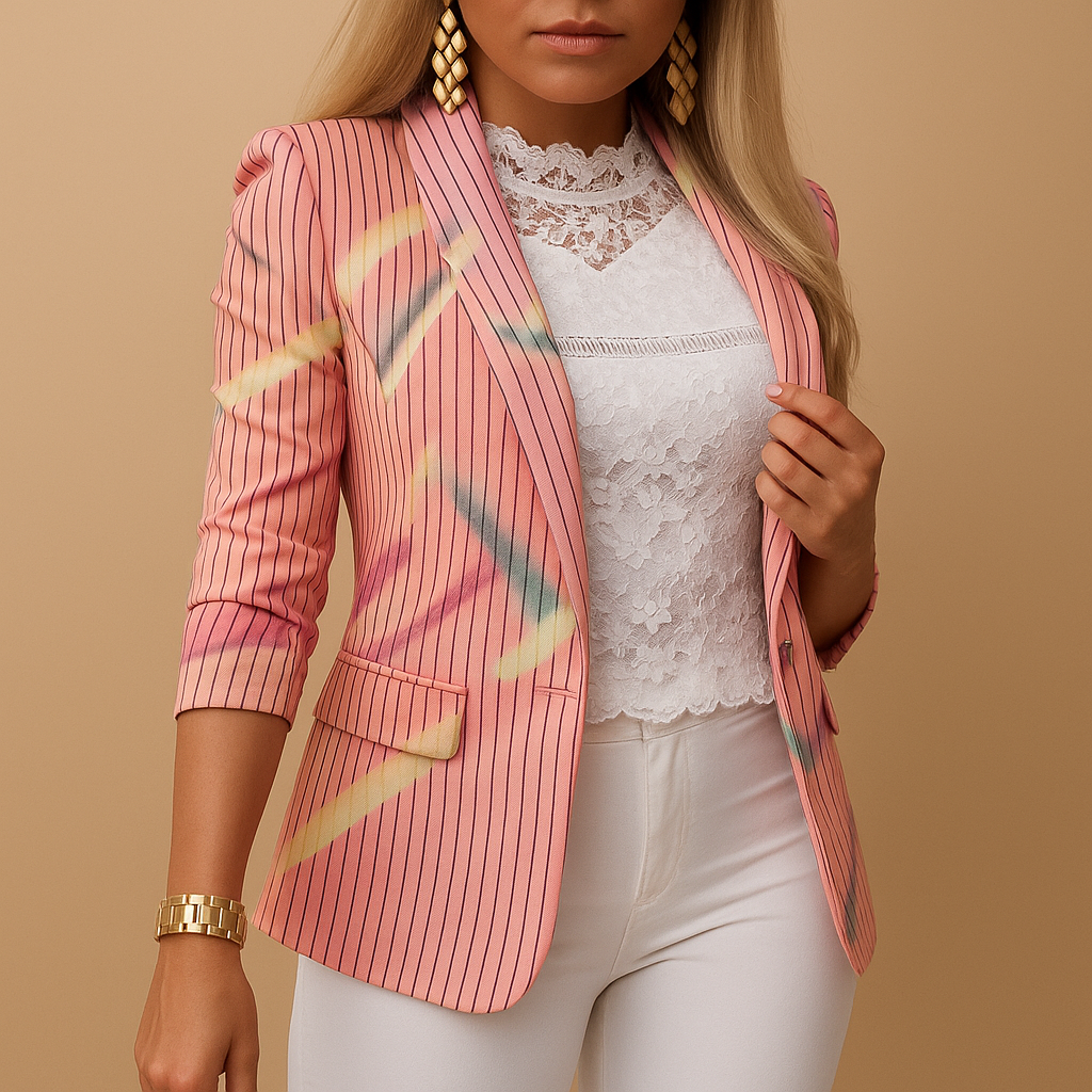 Printed shawl collar blazer for women | Nienke