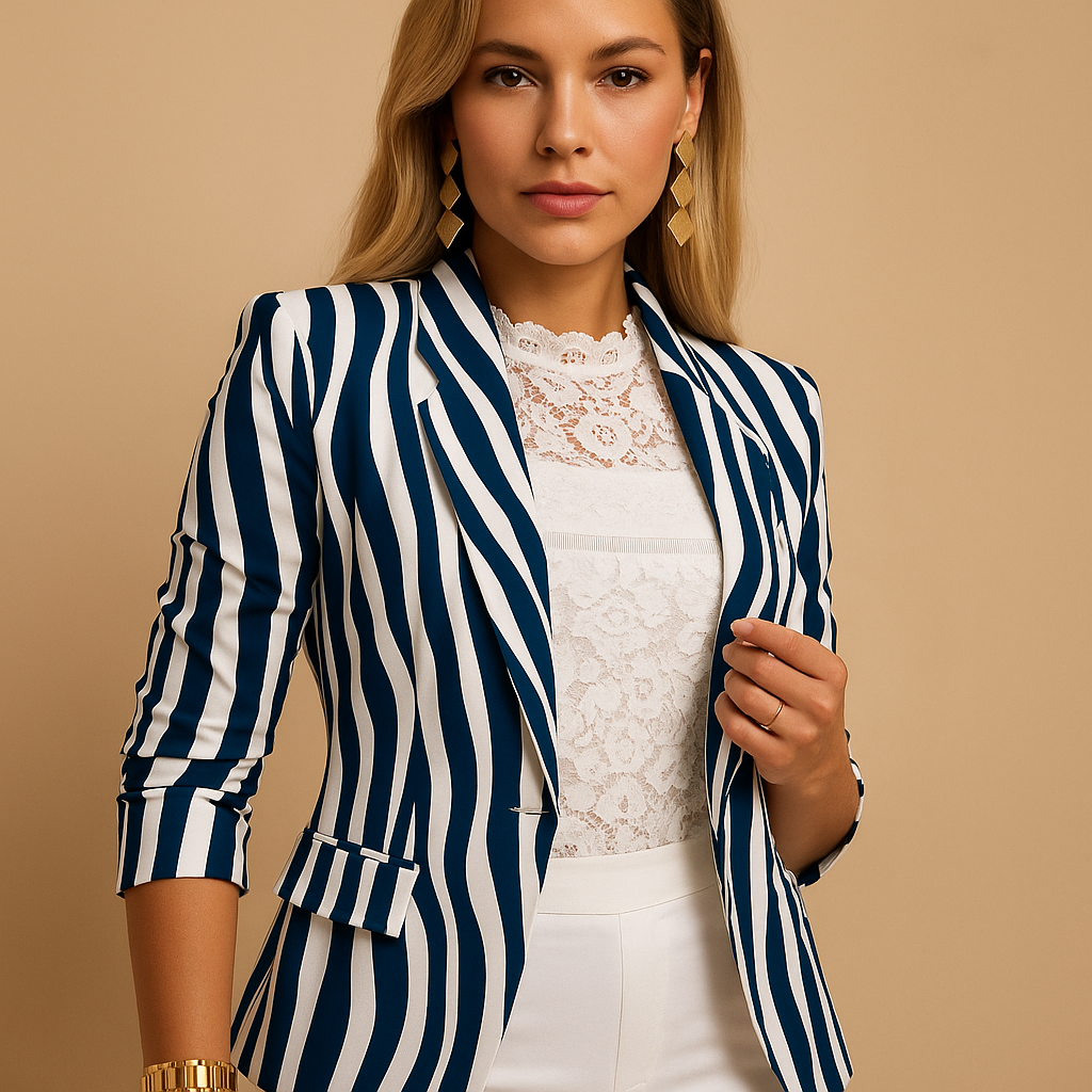 Printed shawl collar blazer for women | Nienke