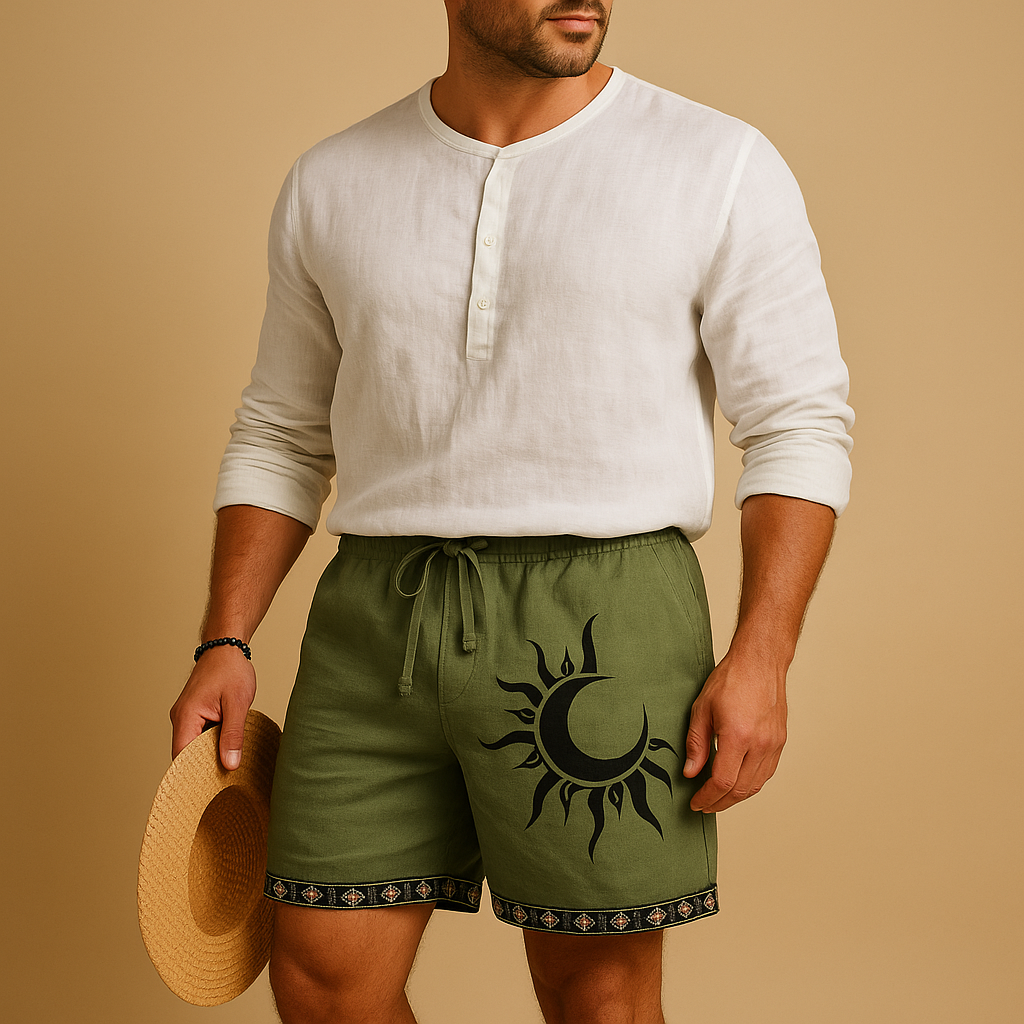 Printed summer shorts with adjustable waist for men | Tyler