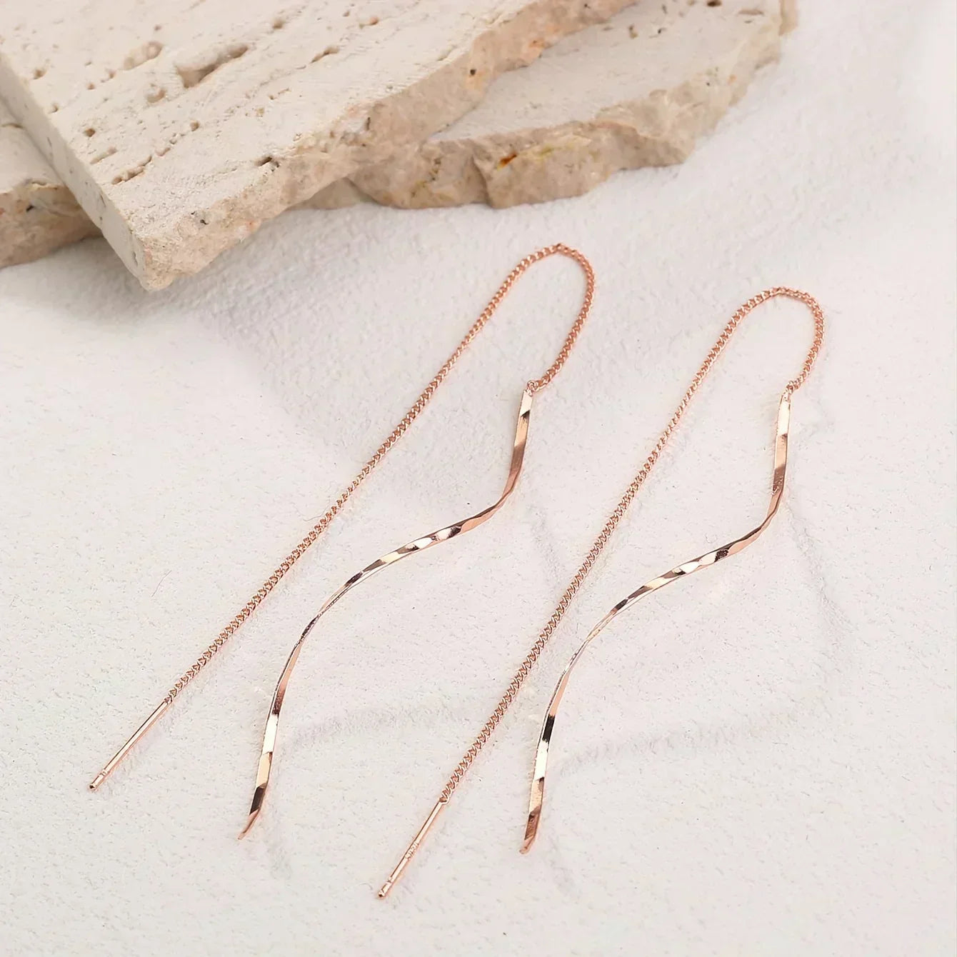 Long Earrings with Wave Design