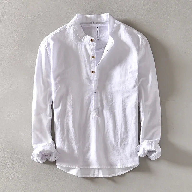 Arthur | Linen Mandarin Shirt