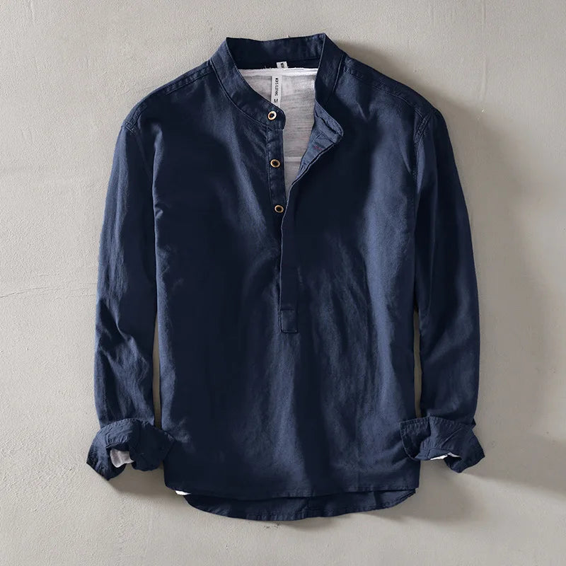 Arthur | Linen Mandarin Shirt