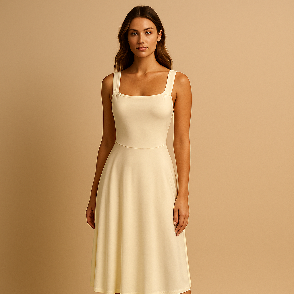 Sleeveless minimalist midi dress for women | Amira