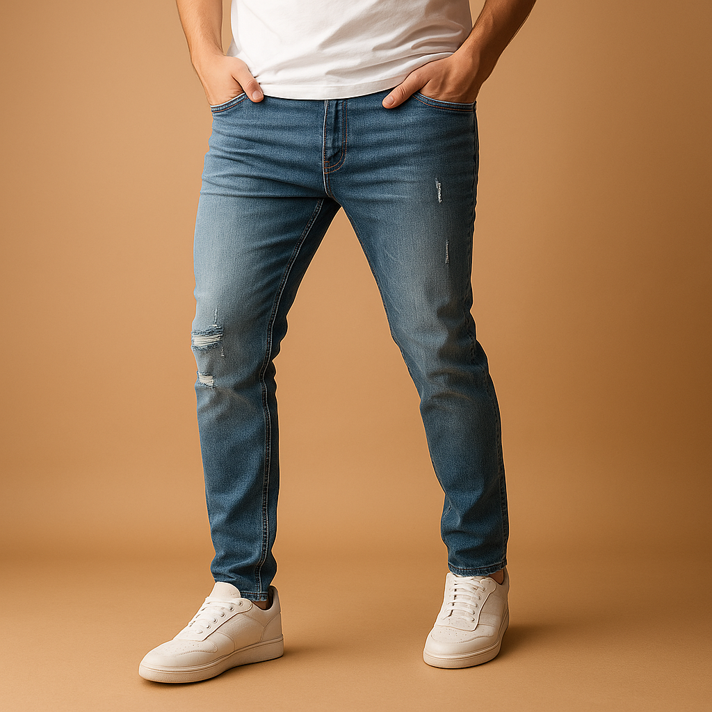 Slim fit ripped jeans for men with stretch denim | Nathan