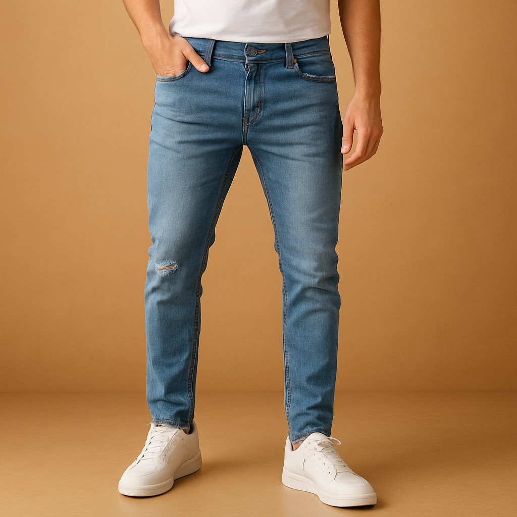 Slim fit ripped jeans for men with stretch denim | Nathan
