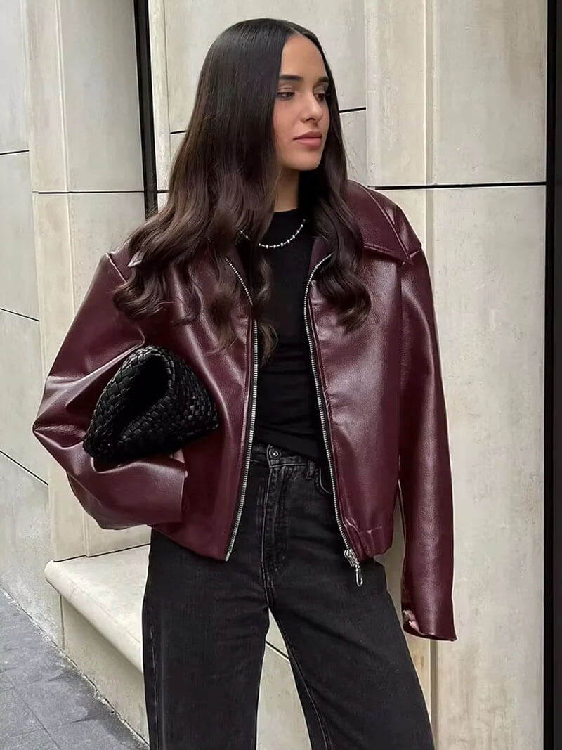Fitted Leather Jacket for Women