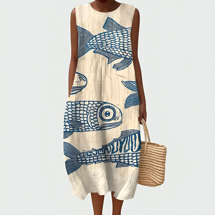Isola Fish Print Summer Dress