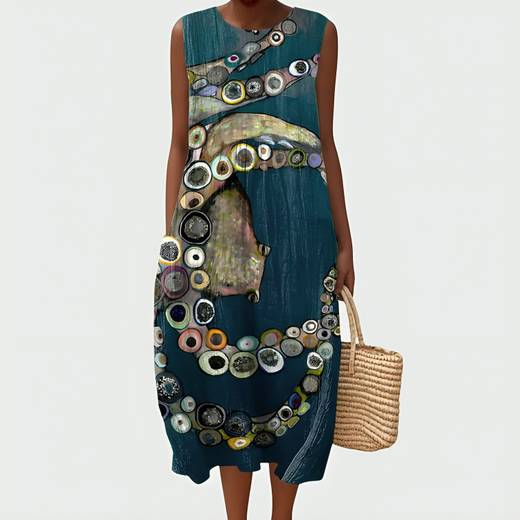 Aluna Artistic Octopus Print Summer Dress
