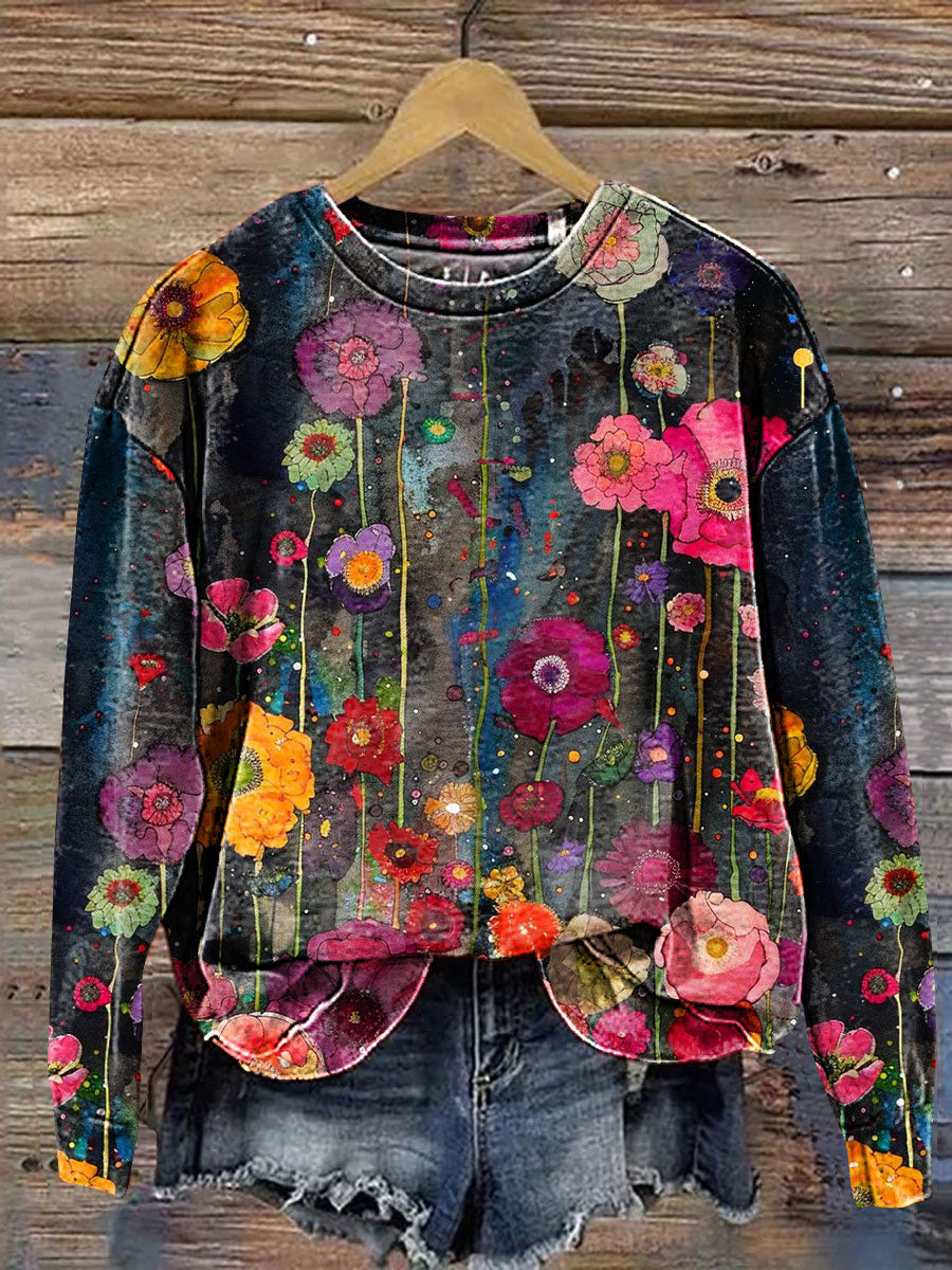 Flora Casual Floral Print Sweatshirt for Women