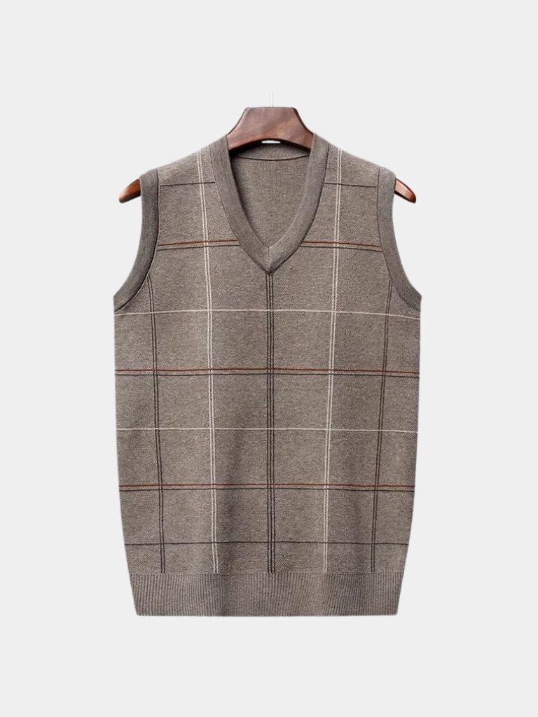 Academic Checkered Kinit Vest for Men