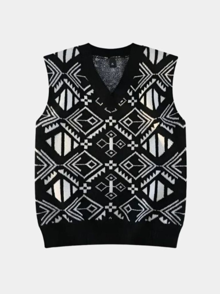 Academic Retro Knit Vest for Men