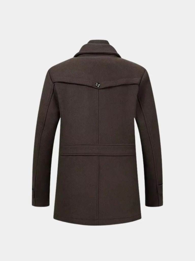 Aristocratic Black Wool Overcoat for Men