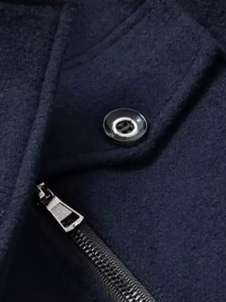 Aristocratic Black Wool Overcoat for Men