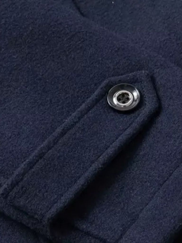 Aristocratic Black Wool Overcoat for Men