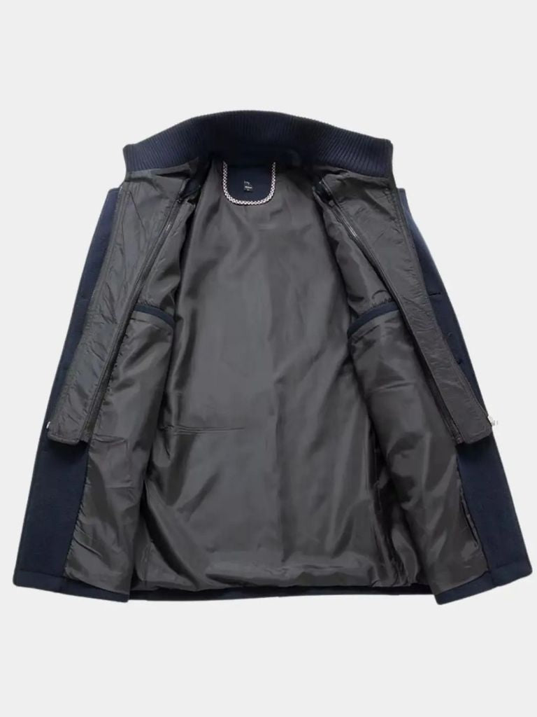 Aristocratic Black Wool Overcoat for Men