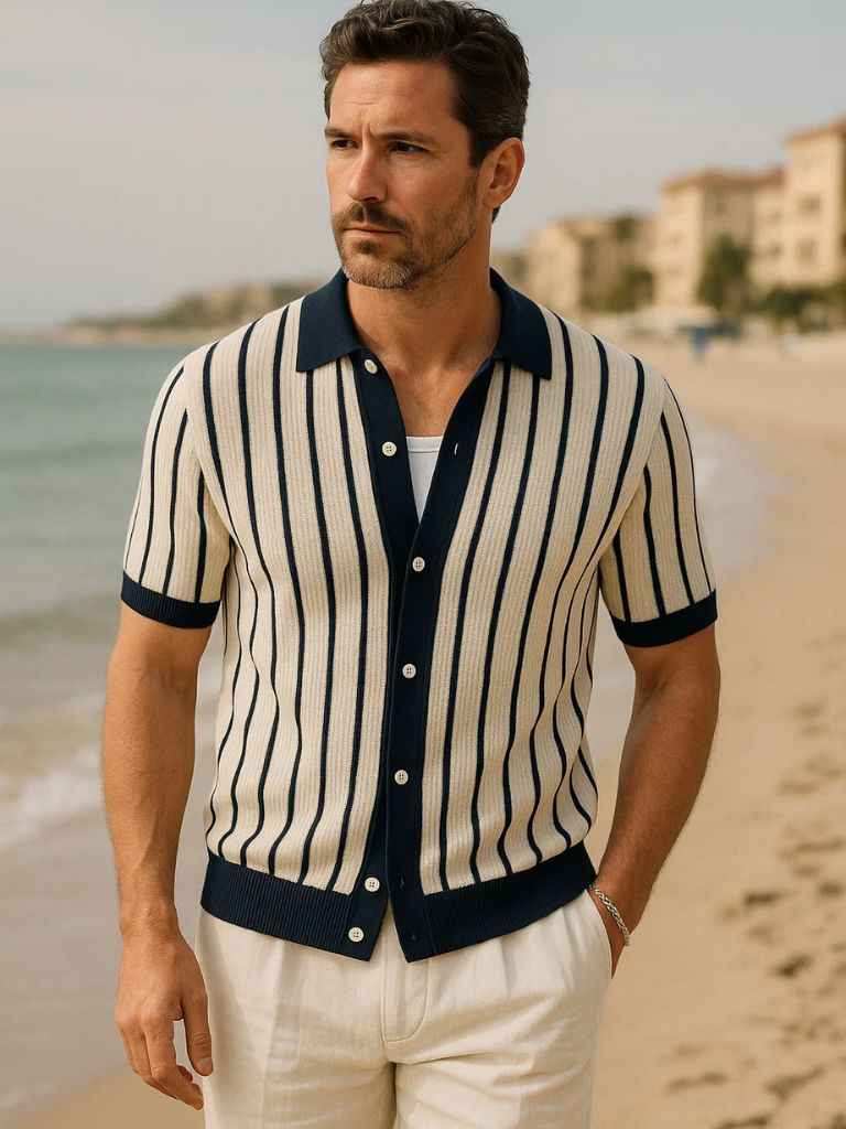 Atlantic Frame Knit Polo for Men
