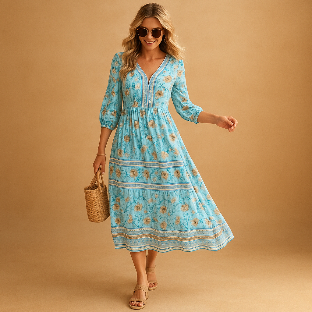 Bohemian summer dress with relaxed fit for women | Lila