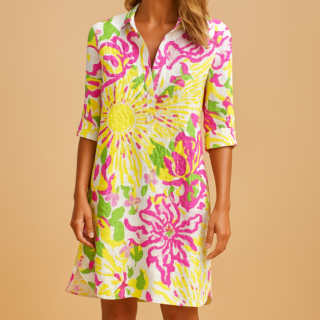 Boho summer dress with V-neck for women | Isla