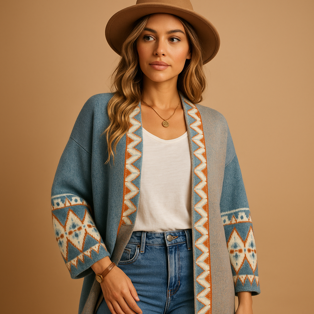 Boho wool-blend cardigan for women | Amara
