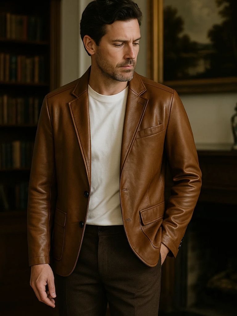 Bold Caramel Leather Jacket for Men