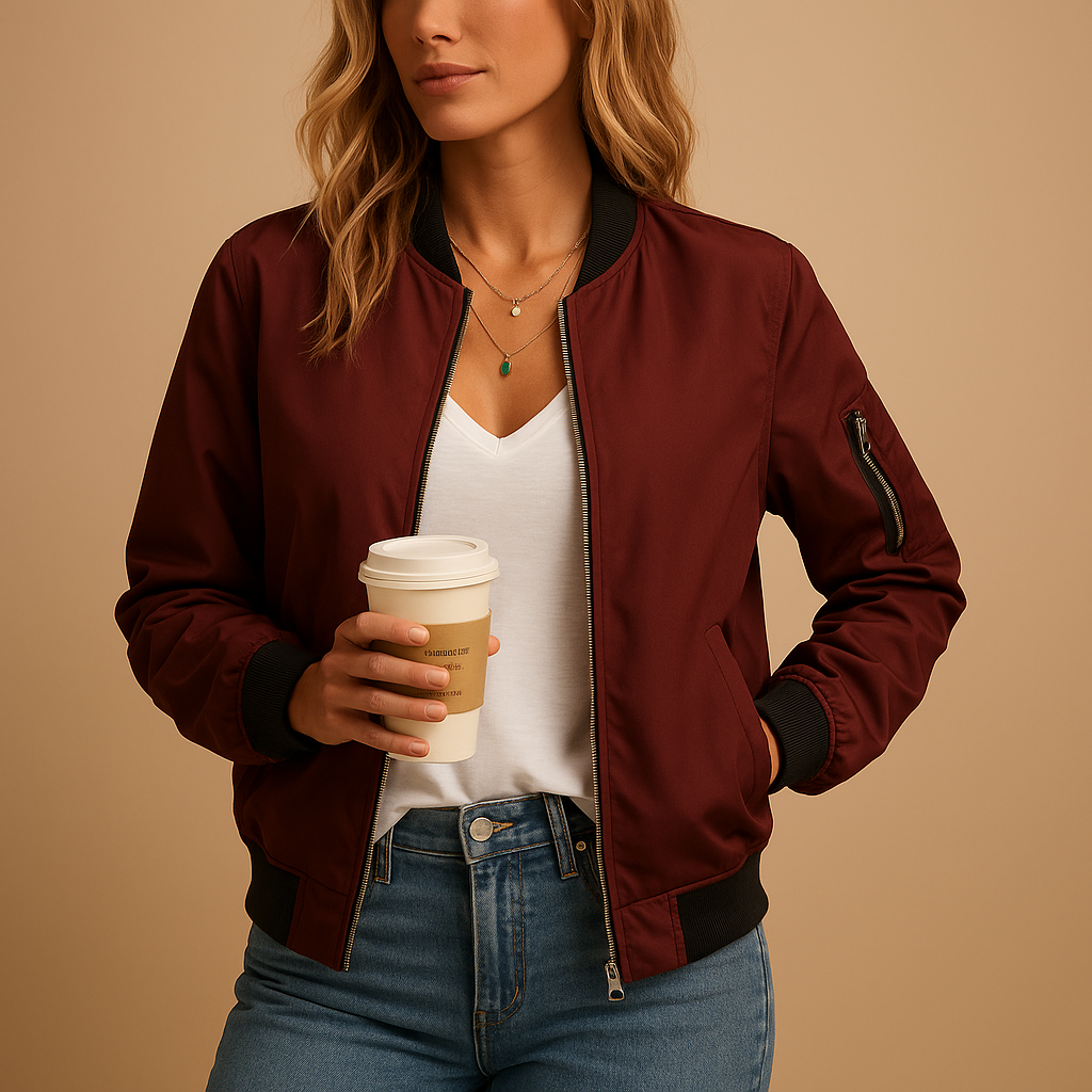 Bomber jacket with ribbed cuffs for women | Yara