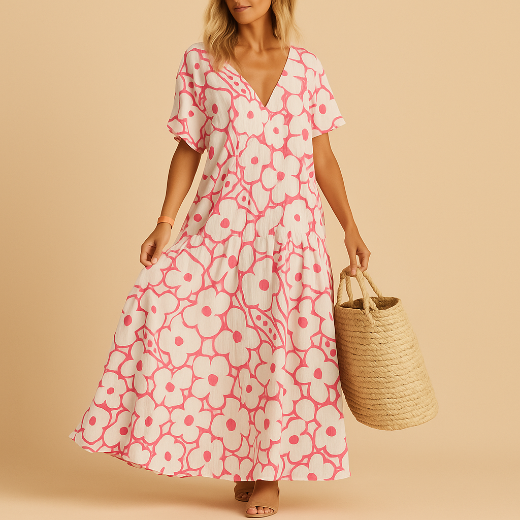 Breathable summer dress with short sleeves for women | Clara