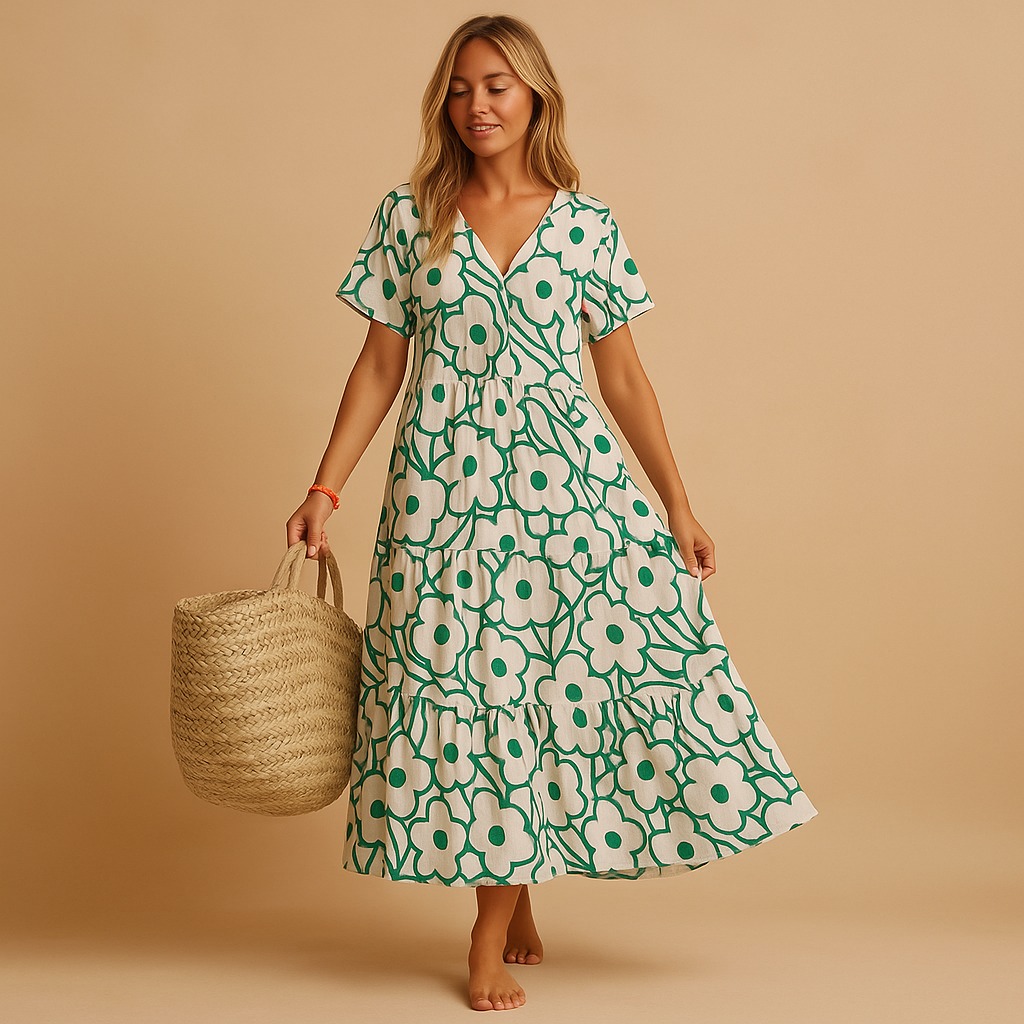 Breathable summer dress with short sleeves for women | Clara