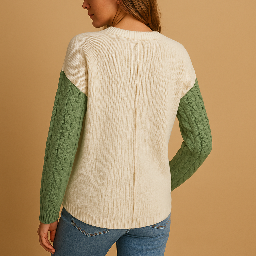 Cable knit sweater with drop shoulder for women | Liana