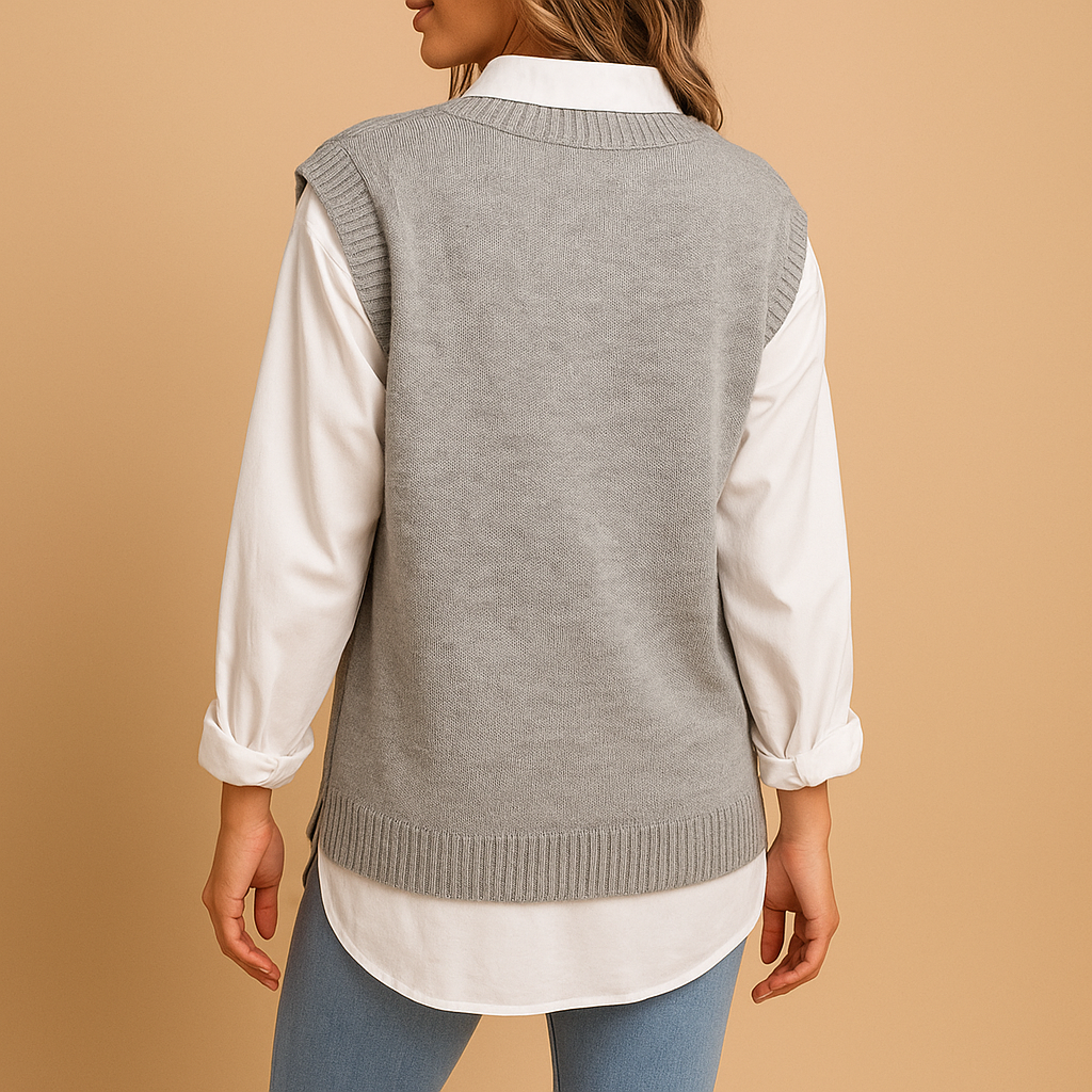 Cable knit V-neck vest for women | Selena