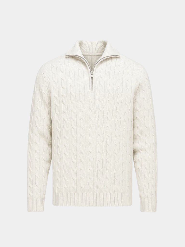 Cable-Knit Zip Neck Sweater for Men