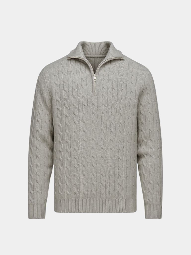 Cable-Knit Zip Neck Sweater for Men